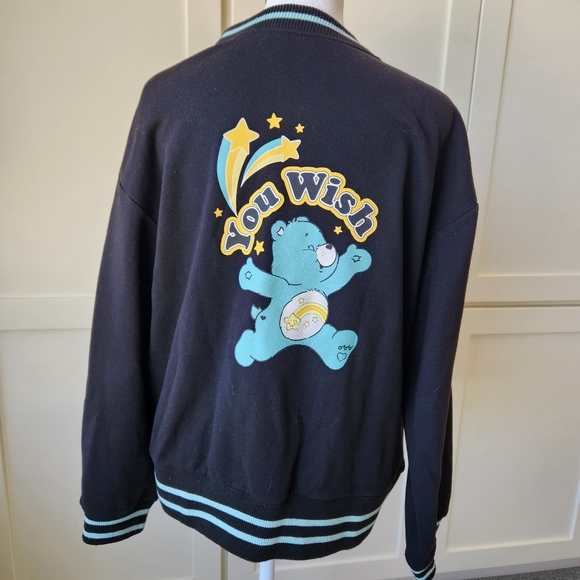 Care Bears You Wish Sweater Jacket Black Kidcore 80's Sporty Cute Fandom Small - Picture 3 of 15